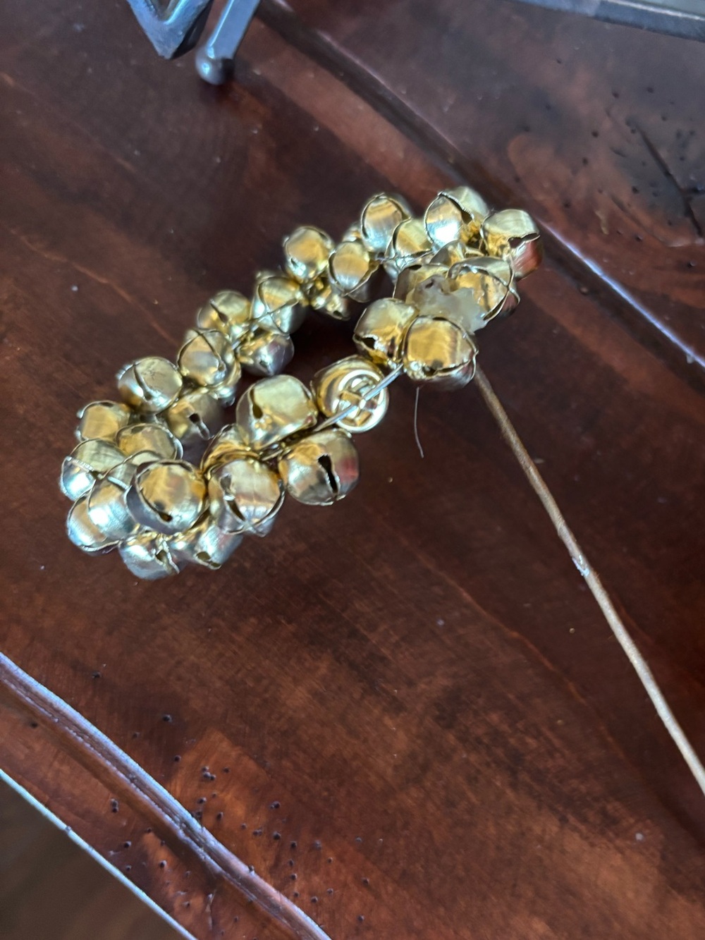 Gold Jingle Bell Miniature Wreath Pick - Picture 3 of 4